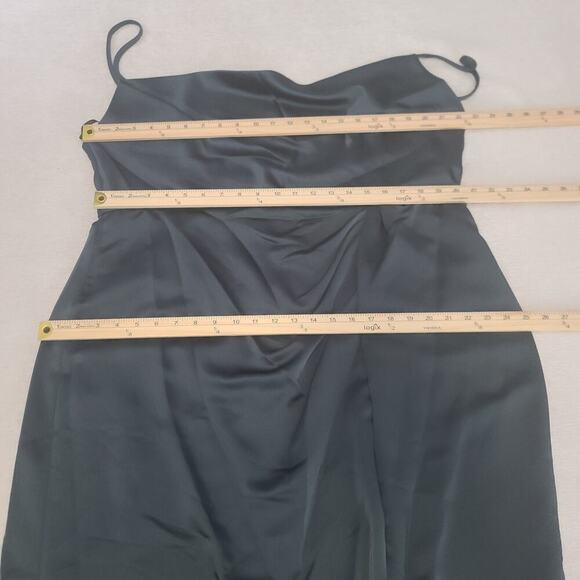 Dessy Group cowl necked wrap maxi dress w/ front slit in Evergreen NWT sz 22W - Picture 14 of 16